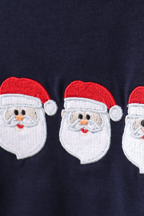 Navy christmas santa claus embroidery stripe pants set