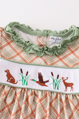 Green hunting duck embroidery girl set