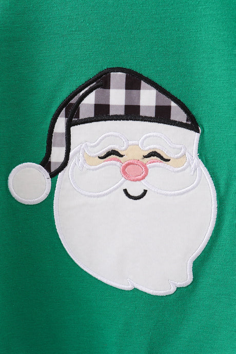 Green santa claus applique romper