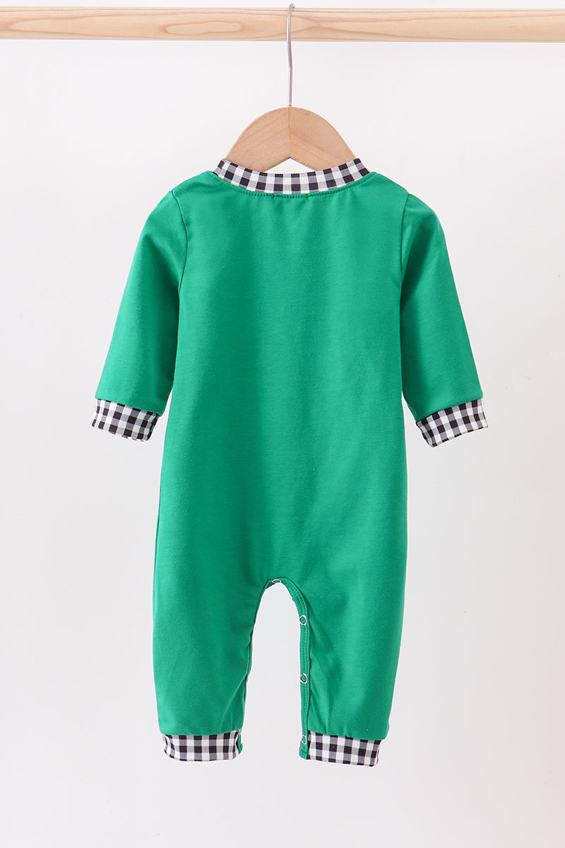 Green santa claus applique romper