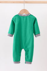 Green santa claus applique romper