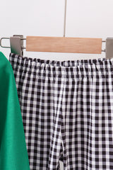 Green santa claus applique pants set