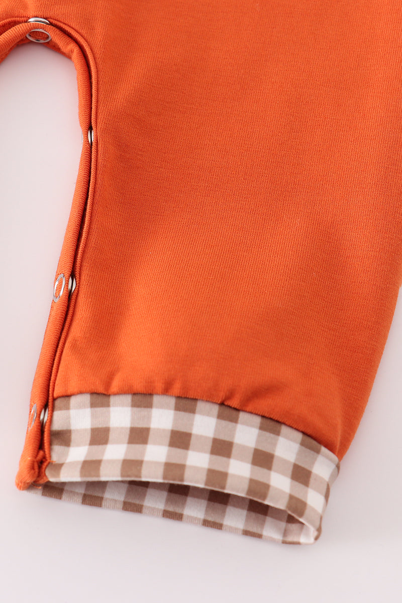 Rust deer embroidery romper