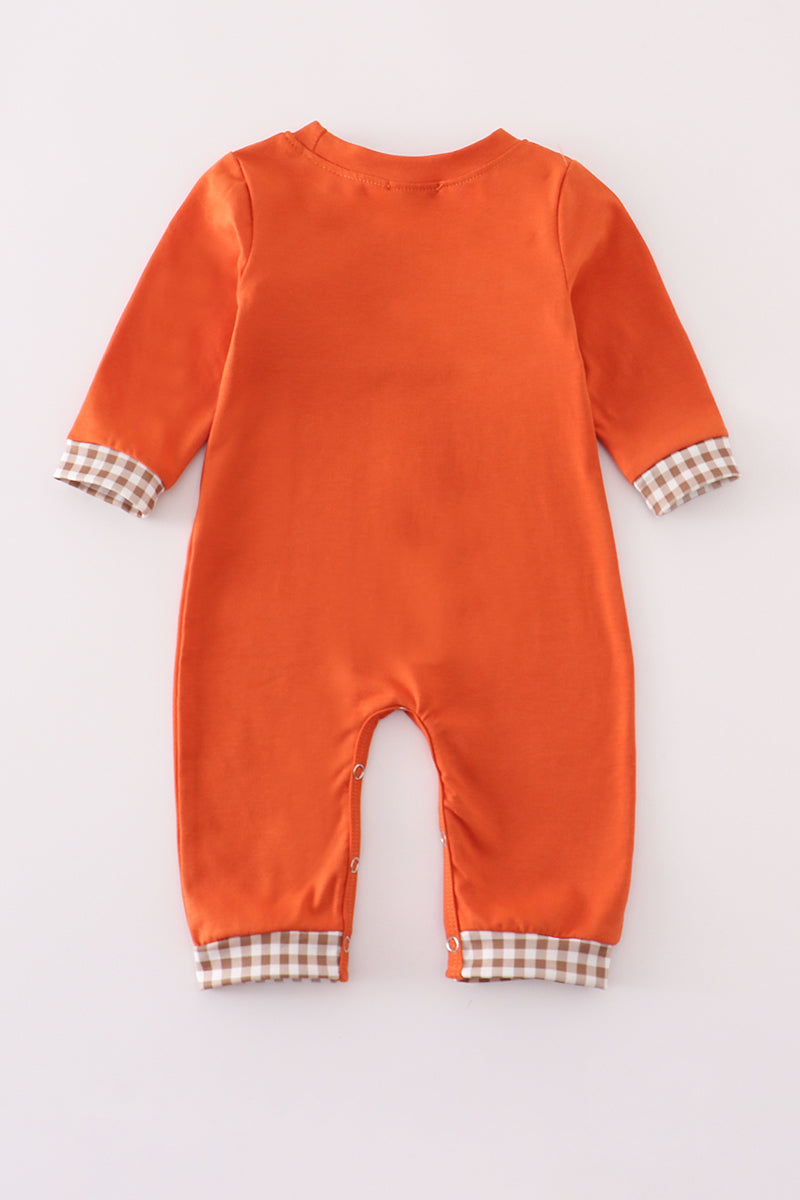 Rust deer embroidery romper
