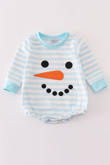 Blue snowman embroidery stripe bubble