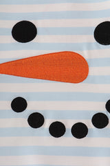 Blue snowman embroidery stripe bubble