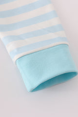 Blue snowman embroidery stripe bubble
