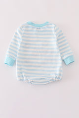 Blue snowman embroidery stripe bubble