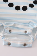 Blue snowman embroidery stripe bubble