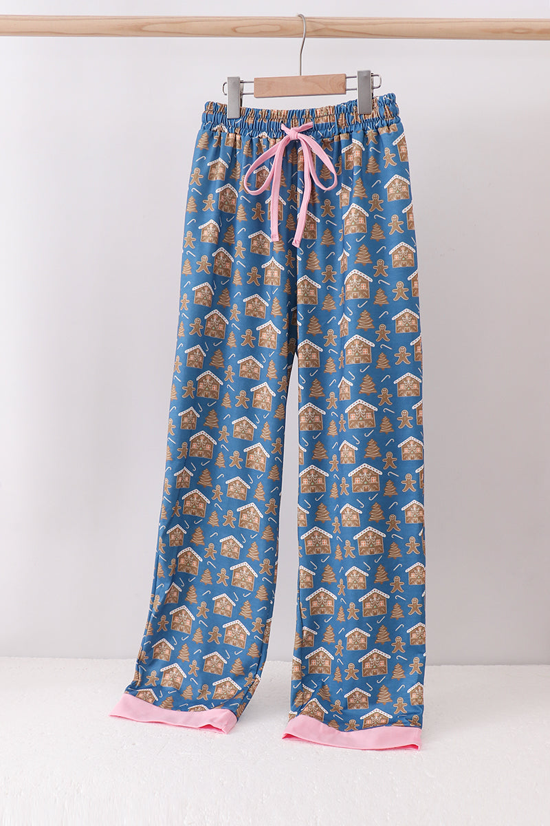 Pink christmas nutcracker print mom pajamas pants