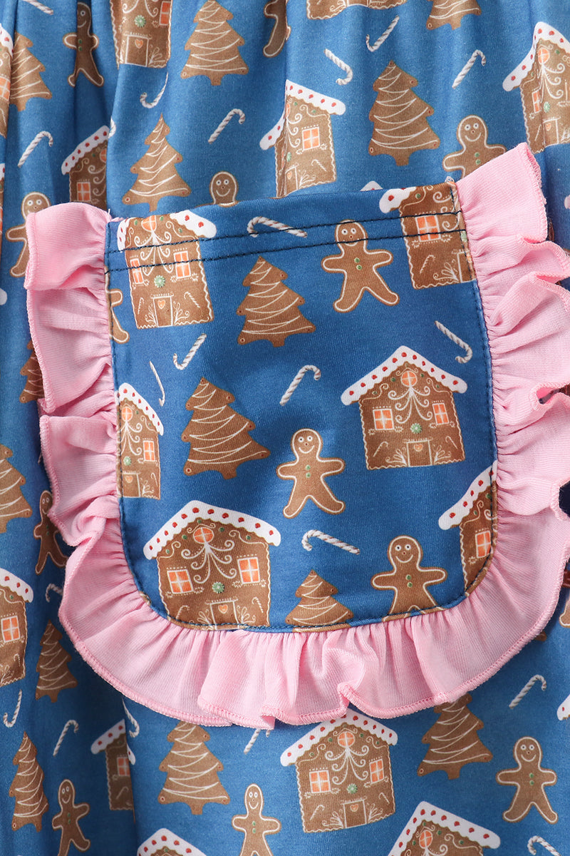 Pink christmas nutcracker print mom pajamas pants