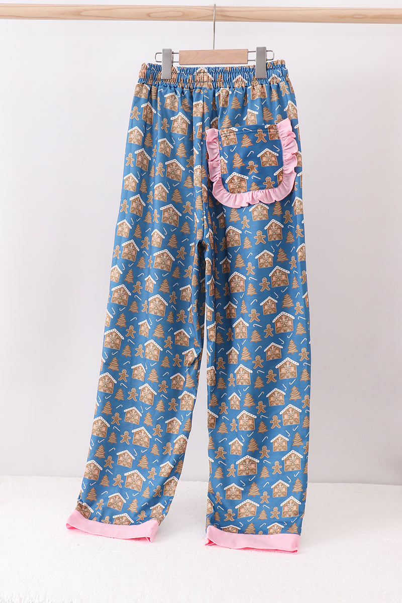 Pink christmas nutcracker print mom pajamas pants