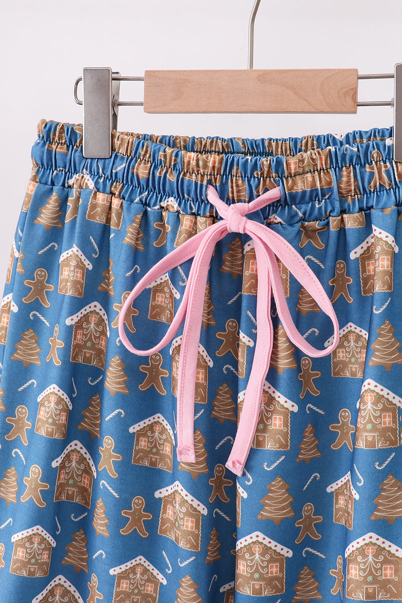 Pink christmas nutcracker print mom pajamas pants
