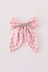 Pink gingham sailor bow
