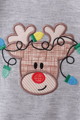 Grey reindeer applique romper