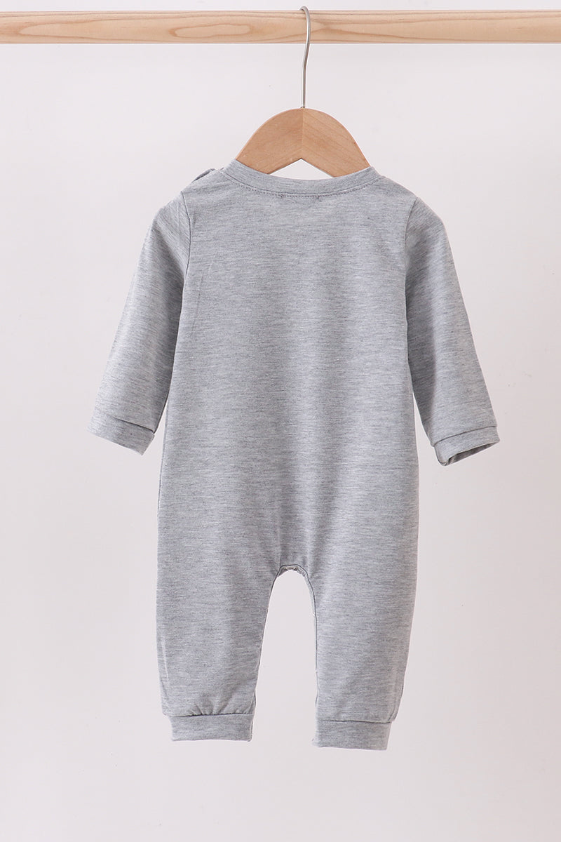 Grey reindeer applique romper