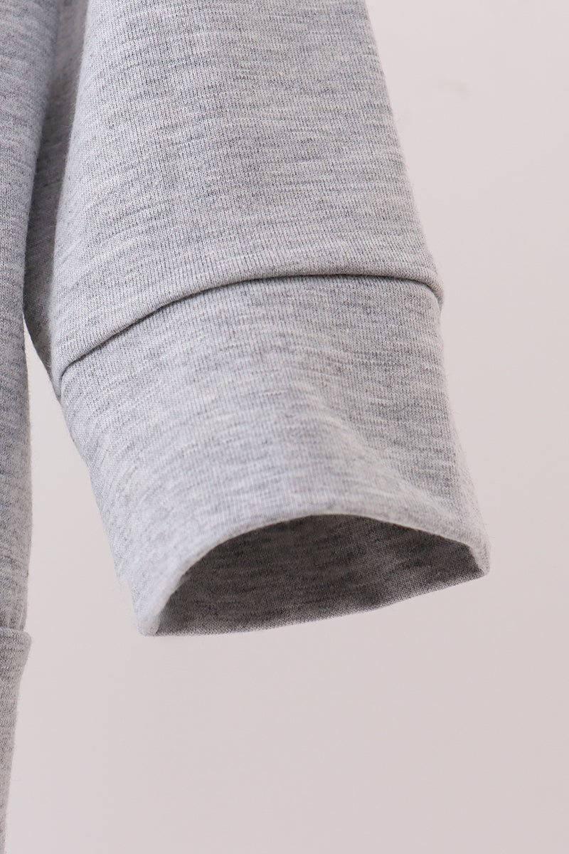 Grey reindeer applique ruffle top