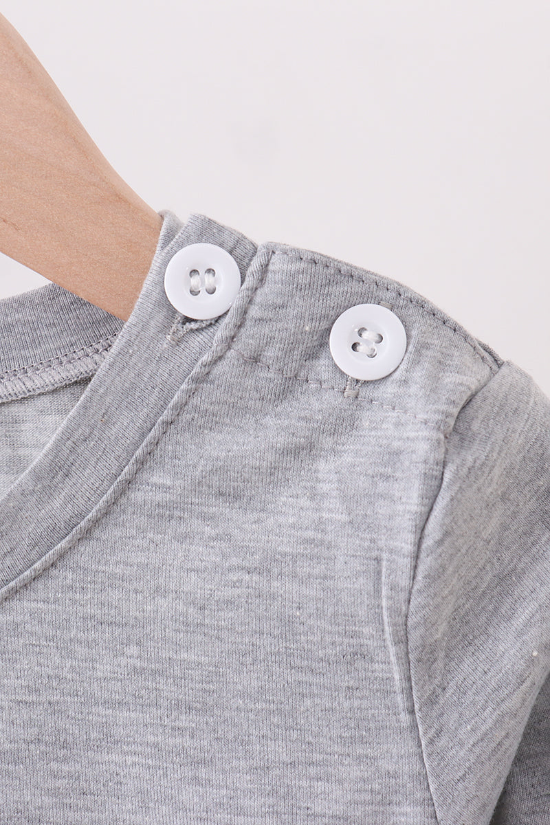 Grey reindeer applique top