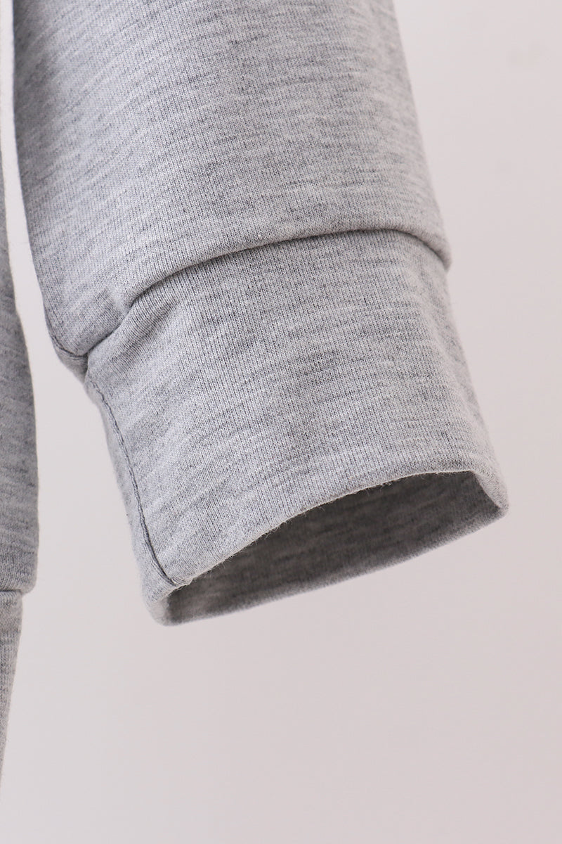 Grey reindeer applique top