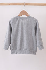 Grey reindeer applique top