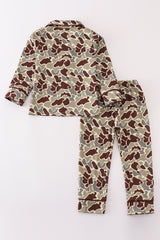 Camouflage antler embroidery boy pajamas set