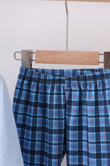Navy nativity embroidery plaid pants set