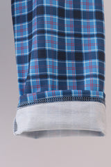 Navy nativity embroidery plaid pants set