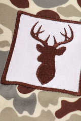 Camouflage antler embroidery boy romper