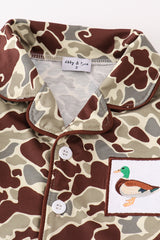 Camouflage duck embroidery boy pajamas set