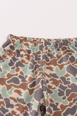 Green camouflage cow tractor applique pants set