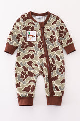 Camouflage duck embroidery boy romper