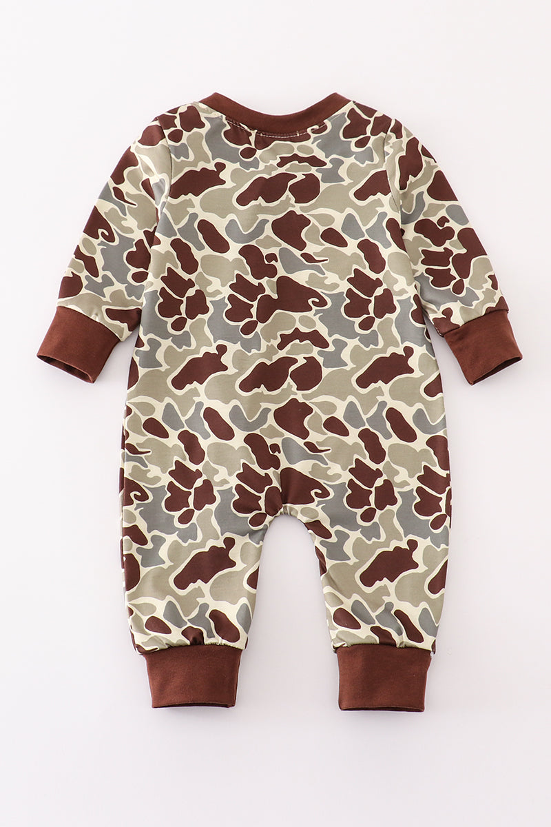 Camouflage duck embroidery boy romper