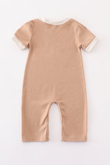 Khaki thanksgiving turkey god is great embroidery boy romper