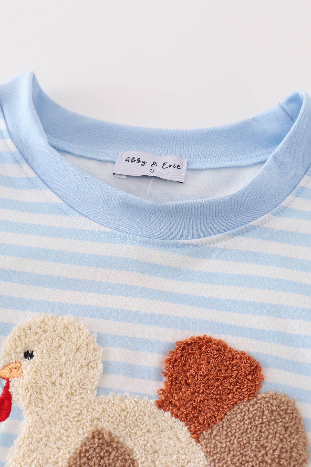 Blue stripe thanksgiving turkey french knot boy top