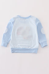 Blue stripe thanksgiving turkey french knot boy top