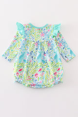 Green floral ruffle girl bubble