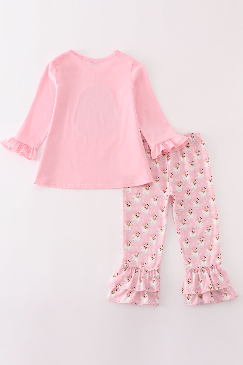 Pink christmas santa sequin girl set