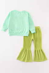 Mint christmas grinch velvet girl pants set