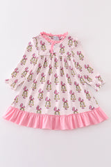 Pink stripe cindy lou who print girl dress
