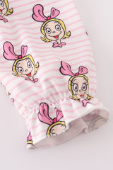 Pink stripe cindy lou who print girl dress