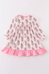 Pink stripe cindy lou who print girl dress