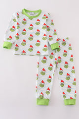 Green stripe christmas grinch unisex pajamas set