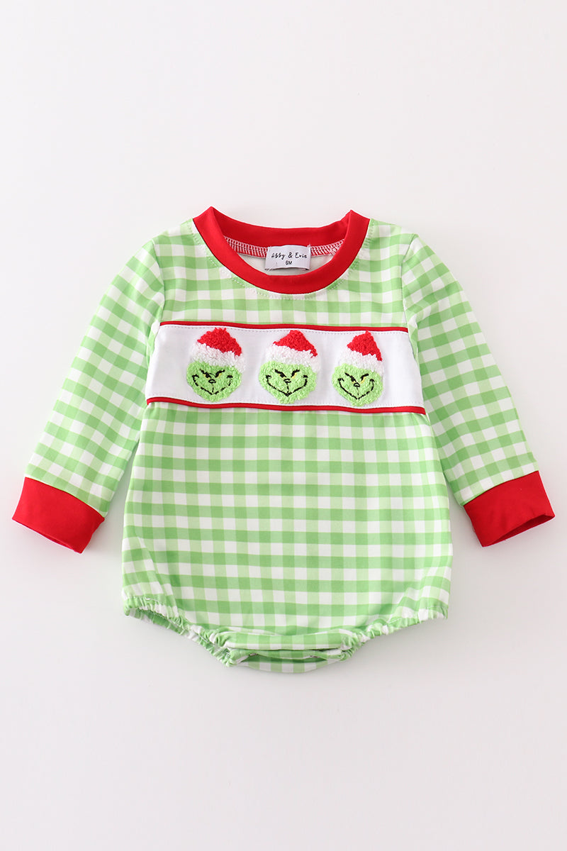 Green christmas grinch french knot boy bubble