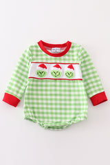 Green christmas grinch french knot boy bubble