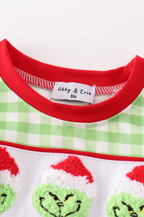 Green christmas grinch french knot boy bubble