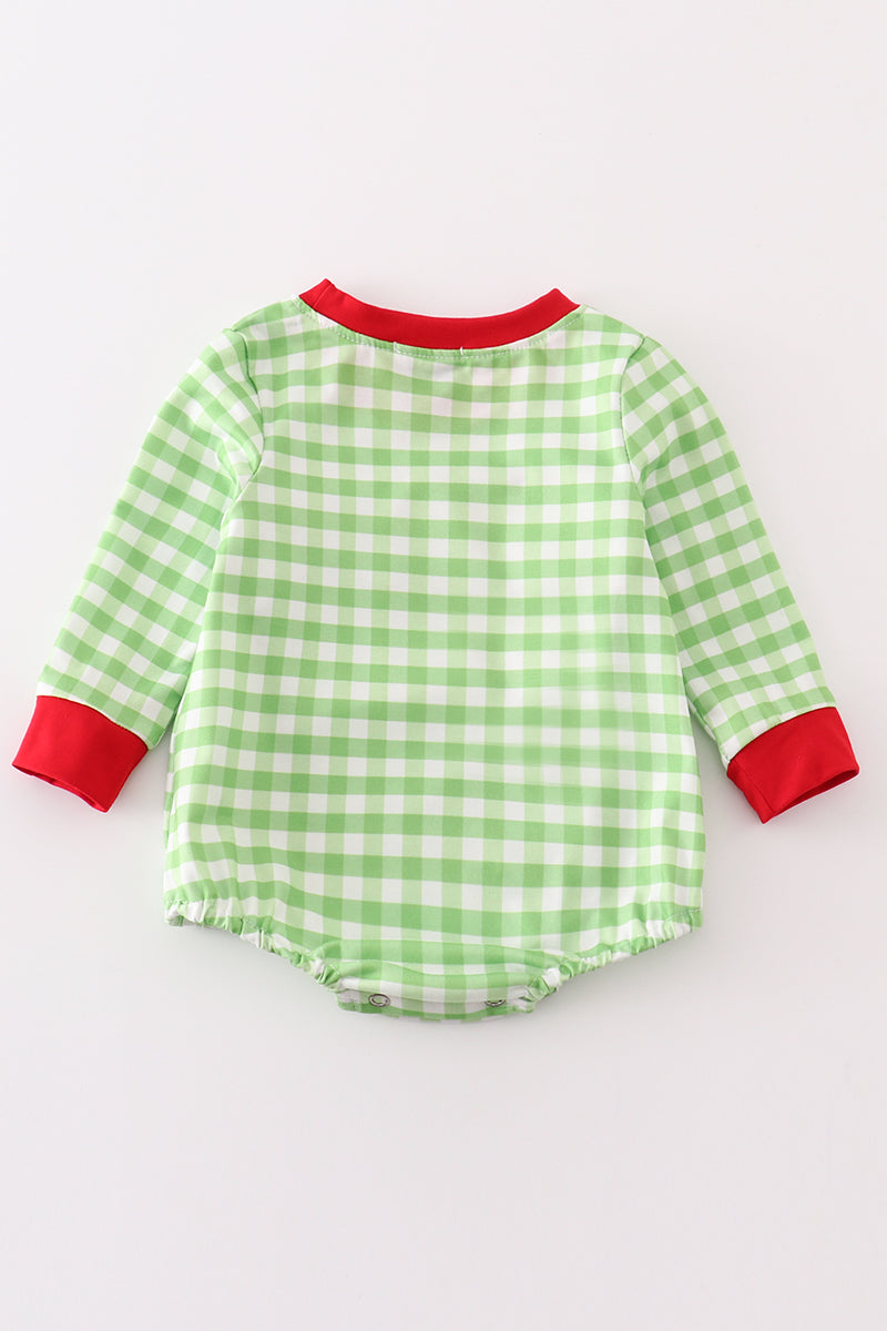 Green christmas grinch french knot boy bubble