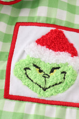 Green christmas grinch french knot ruffle pajamas set