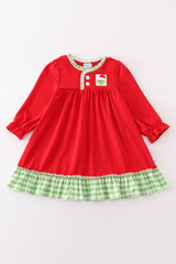 Red christmas grinch french knot girl gown