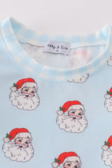 Blue christmas santa claus unisex pajamas set