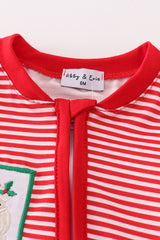 Red stripe christmas santa claus zipper boy romper